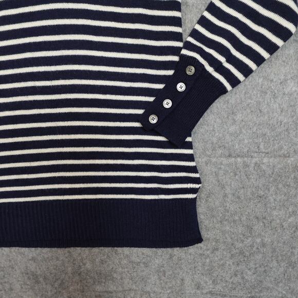 Ralph Lauren Sweater Womens Small Petite Navy White Striped Nautical Cowl Neck - Picture 2 of 9